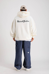 PQS Baskılı Krem Oversize Hoodie SW1272