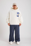 PQS Baskılı Krem Oversize Hoodie SW1272