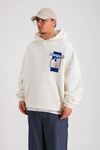 PQS Baskılı Krem Oversize Hoodie SW1272