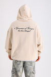 PQS Baskılı Krem Oversize Zipper Hoodie SW1228