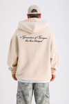 PQS Baskılı Krem Oversize Zipper Hoodie SW1228