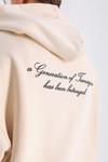PQS Baskılı Krem Oversize Zipper Hoodie SW1228