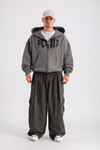 PQS Baskılı Oversize Zipper Hoodie SW1238