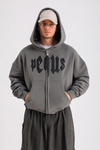PQS Baskılı Oversize Zipper Hoodie SW1238