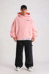 PQS Baskılı Pembe Oversize Hoodie SW1249
