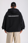 PQS Mykonos Baskılı Siyah Oversize Zipper Hoodie SW1267