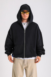 PQS Mykonos Baskılı Siyah Oversize Zipper Hoodie SW1267