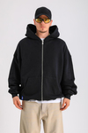 PQS Mykonos Baskılı Siyah Oversize Zipper Hoodie SW1267