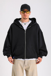 PQS Mykonos Baskılı Siyah Oversize Zipper Hoodie SW1267