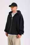PQS Mykonos Baskılı Siyah Oversize Zipper Hoodie SW1267