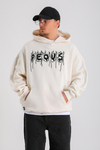 PQS Nakışlı Krem Oversize Hoodie SW1284