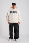 PQS Nakışlı Krem Oversize Hoodie SW1284