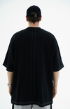 Puzzle Baskılı Siyah Oversize Tshirt JC01 24Y262