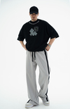 Puzzle Baskılı Siyah Oversize Tshirt JC01 24Y262