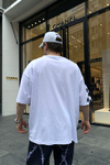 Racing Baskılı Beyaz Oversize Tshirt T663