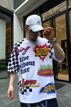 Racing Baskılı Beyaz Oversize Tshirt T663