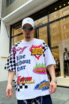 Racing Baskılı Beyaz Oversize Tshirt T663