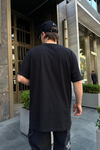 Reclaimed Baskılı Siyah Oversize Tshirt T724