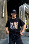 Reclaimed Baskılı Siyah Oversize Tshirt T724