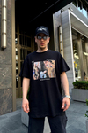 Reclaimed Baskılı Siyah Oversize Tshirt T724