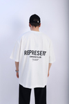 Represent Baskılı Beyaz Oversize Tshirt T887