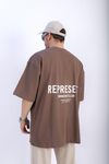 Represent Baskılı Kahve Oversize Tshirt T888