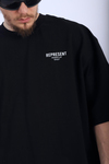 Represent Baskılı Siyah Oversize Tshirt T889