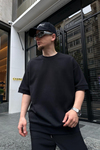 Ribana Detay Siyah Oversize Tshirt T715