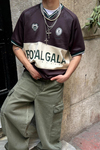 Royal Gala Baskılı V Yaka Oversize Forma Tshirt