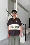 Royal Gala Baskılı V Yaka Oversize Forma Tshirt