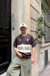 Royal Gala Baskılı V Yaka Oversize Forma Tshirt
