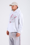 Rv Baskılı Krem Oversize Hoodie SW1323