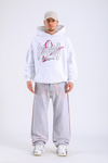 Rv Baskılı Krem Oversize Hoodie SW1323