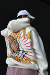 Rv Baskılı Krem Oversize Zipper Sweatshirt SW1006