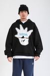 Rv Baskılı Siyah Oversize Hoodie SW1387