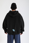 Rv Baskılı Siyah Oversize Hoodie SW1387