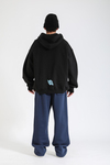 Rv Baskılı Siyah Oversize Hoodie SW1387