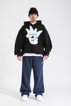 Rv Baskılı Siyah Oversize Hoodie SW1387