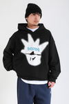 Rv Baskılı Siyah Oversize Hoodie SW1387