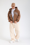 Rv Kahve Oversize Zipper Hoodie SW1371