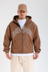 Rv Kahve Oversize Zipper Hoodie SW1371