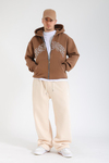 Rv Kahve Oversize Zipper Hoodie SW1371