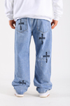 Rv Nakışlı Baggy Fit Jean Pantolon P1107