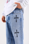 Rv Nakışlı Baggy Fit Jean Pantolon P1107