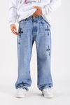 Rv Nakışlı Baggy Fit Jean Pantolon P1107