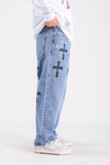 Rv Nakışlı Baggy Fit Jean Pantolon P1107