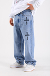 Rv Nakışlı Baggy Fit Jean Pantolon P1107