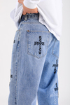 Rv Nakışlı Baggy Fit Jean Pantolon P1107