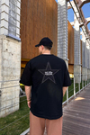 RV Patch Detay Siyah Oversize Tshirt T1069