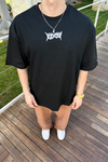 RV Patch Detay Siyah Oversize Tshirt T1069